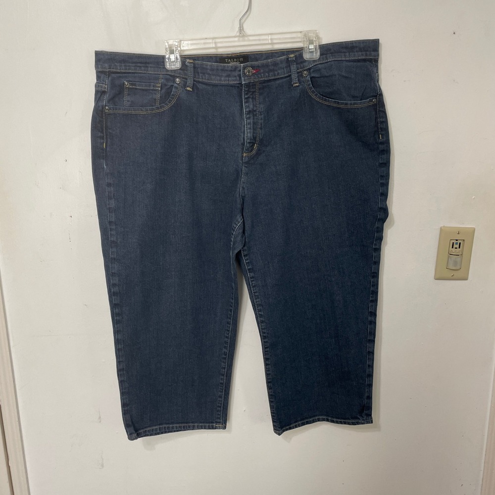 Talbots Woman Petites‎ Straight Leg Cropped Jeans Dark Wash Blue Denim 22W